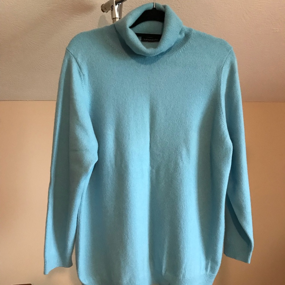 Cashmere Lands End 2x, 20w-22w, Light Blue Sweater